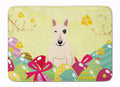 Easter Eggs Bull Terrier White Memory Foam Kitchen Mat Machine Washable Anti-Fatigue Cushion Comfort Bath or Kitchen Rug