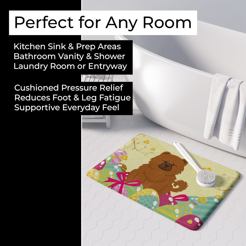Easter Eggs Chow Chow Red Memory Foam Kitchen Mat Machine Washable Anti-Fatigue Cushion Comfort Bath or Kitchen Rug