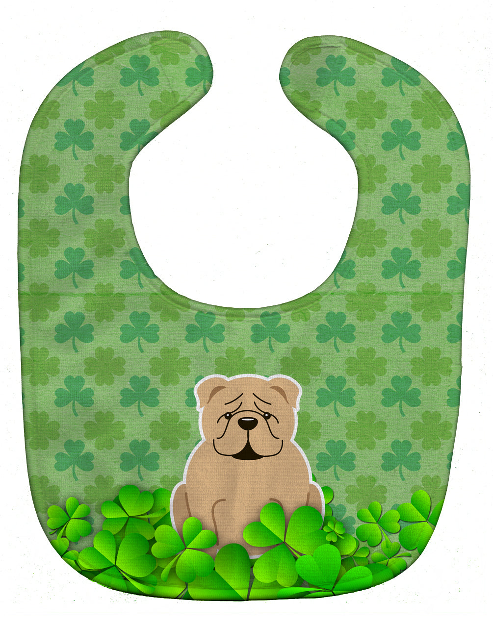 English Bulldog Fawn Shamrocks Baby Bib Easy-Clean Baby Bib Baby Feeding Accessory Baby Mealtime Essential, 10 x 13, Multicolor