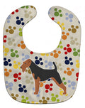Welsh Terrier Pawprints Baby Bib Easy-Clean Baby Bib Baby Feeding Accessory Baby Mealtime Essential, 10 x 13, Multicolor