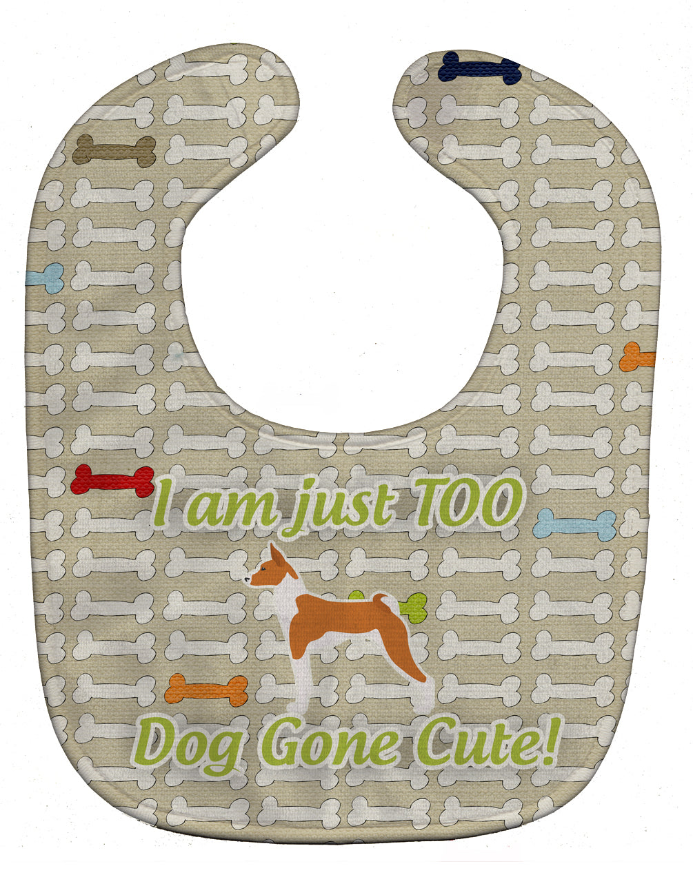 Basenji Dog Gone Cute Baby Bib Easy-Clean Baby Bib Baby Feeding Accessory Baby Mealtime Essential, 10 x 13, Multicolor