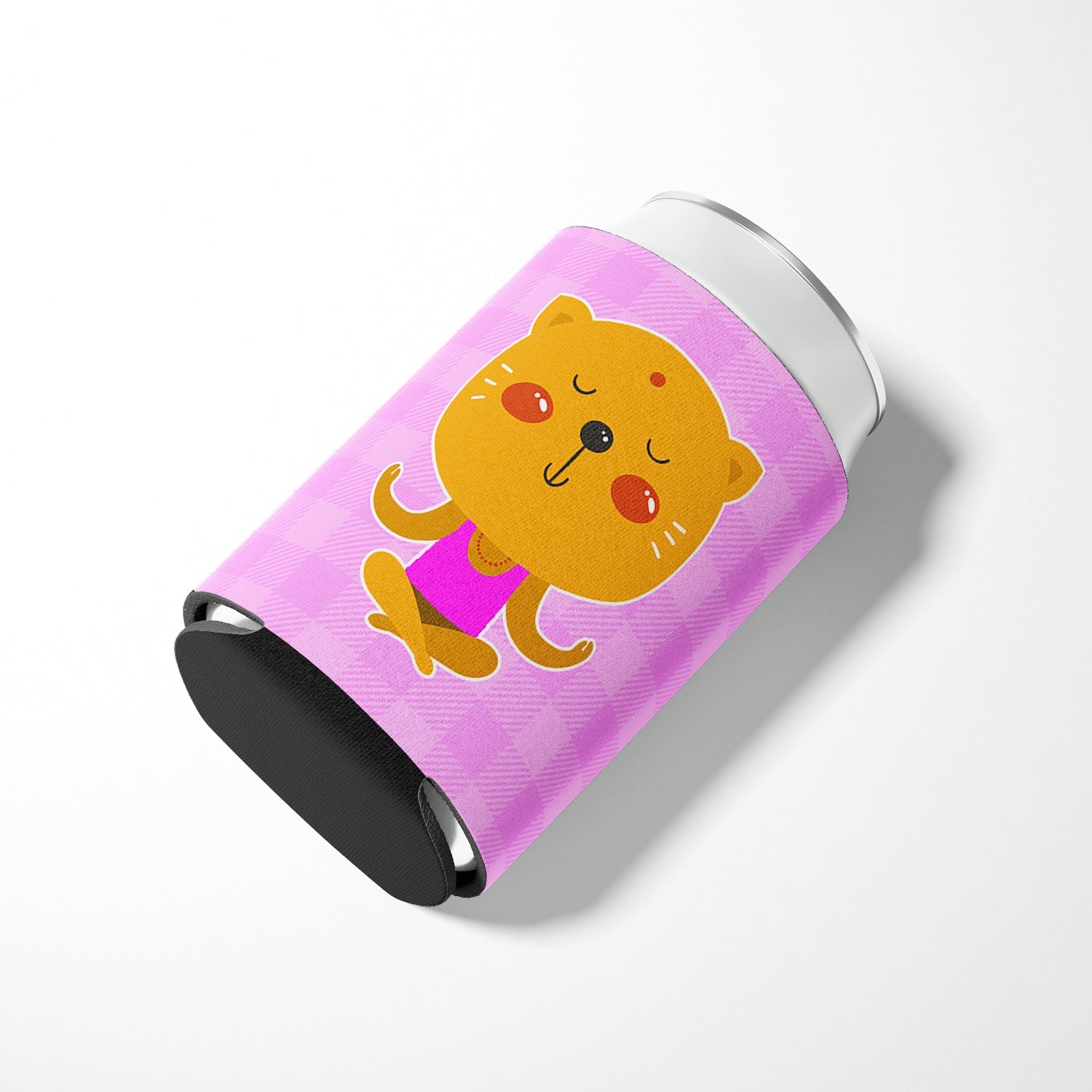 Yoga Cat Can or Bottle Hugger Cooler Sleeve for Standard 12 oz Cans, Insulated Foam Beer & Soda Can Hugger Reusable