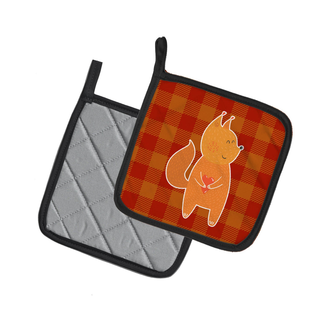 Fox Pot Holder Set of 2 Heat Resistant Quilted Hot Pads 7.5 x 7.5 Inch, Insulated Kitchen Trivets for Cooking & Baking