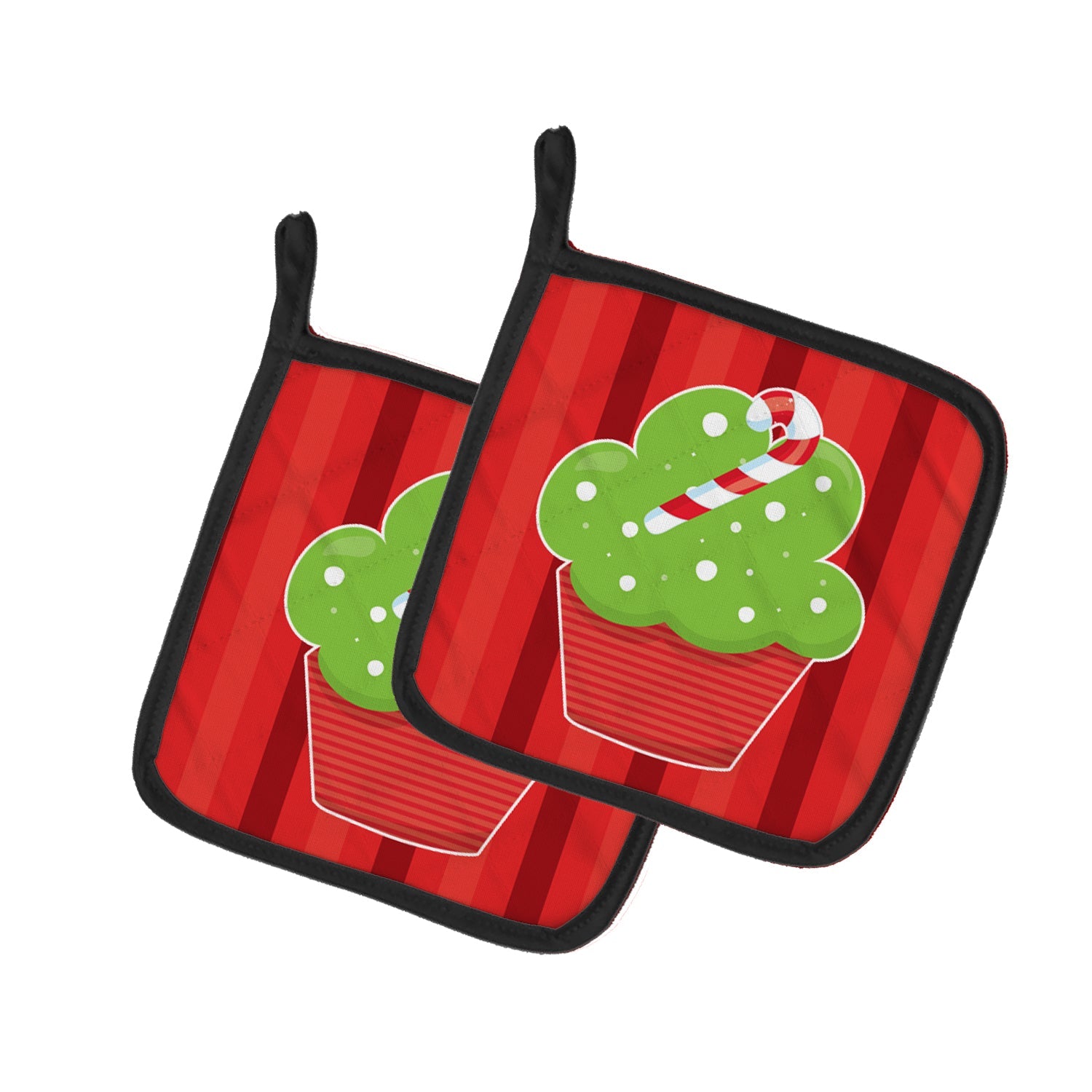 Christmas Cupcake Pot Holder Set of 2 Heat Resistant Quilted Hot Pads 7.5 x 7.5 Inch, Insulated Kitchen Trivets for Cooking & Baking