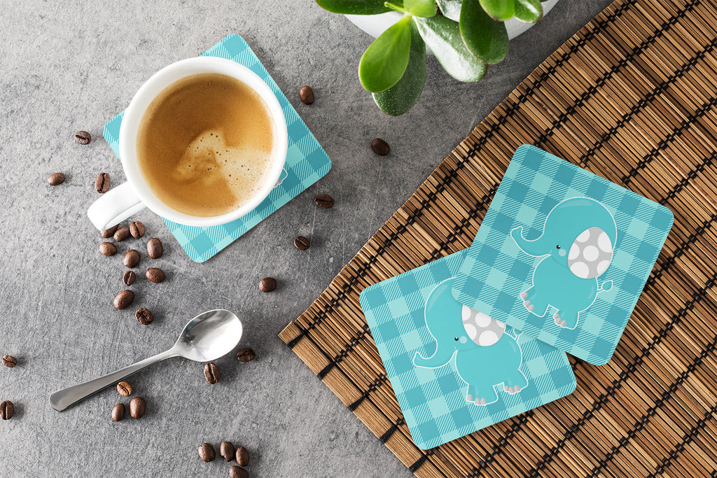 Striped Elephant Foam Coasters Set of 4 Cup Coasters for Indoor Outdoor, Tabletop Protection, Anti Slip, Mouse pad Material