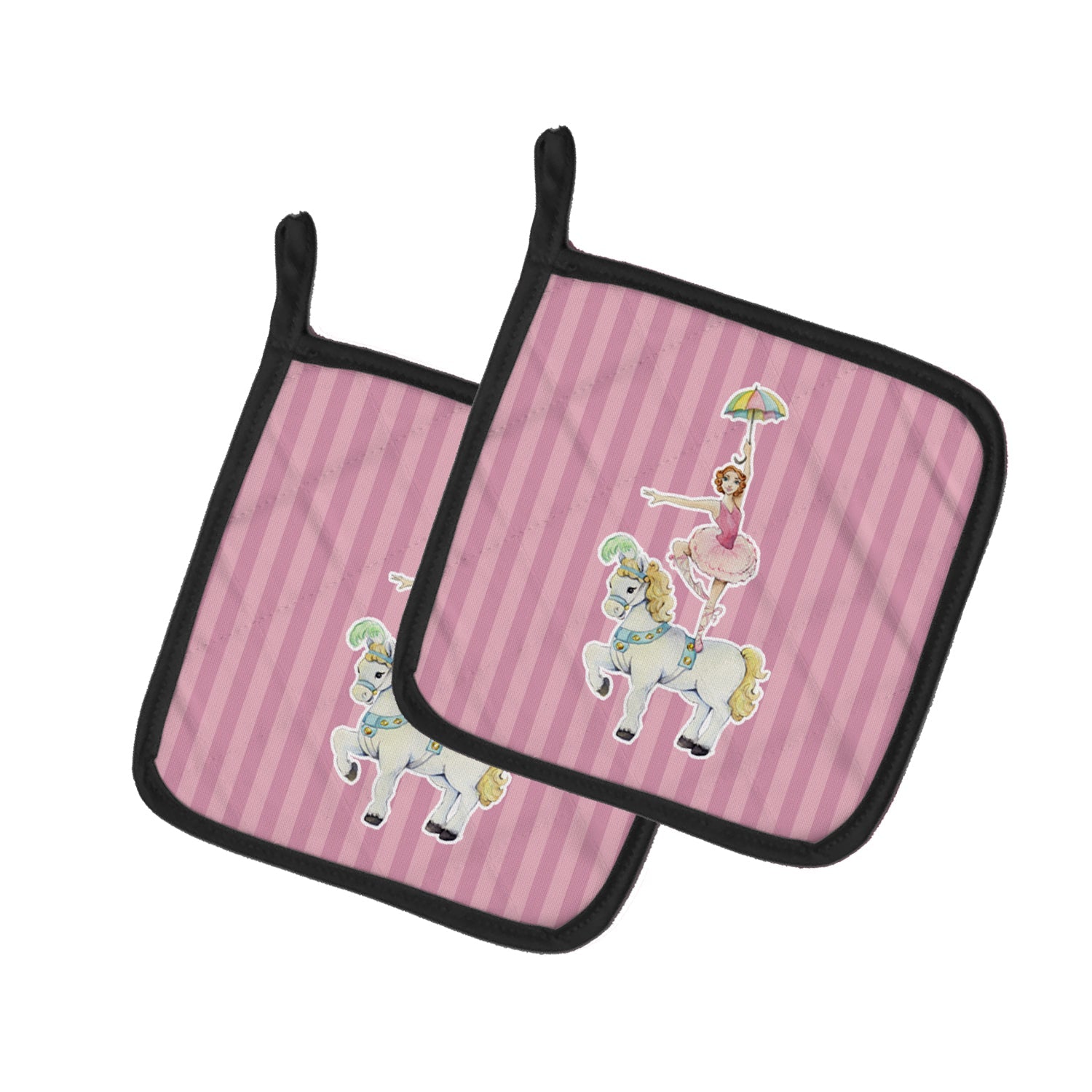 Circus Performer Pot Holder Set of 2 Heat Resistant Quilted Hot Pads 7.5 x 7.5 Inch, Insulated Kitchen Trivets for Cooking & Baking