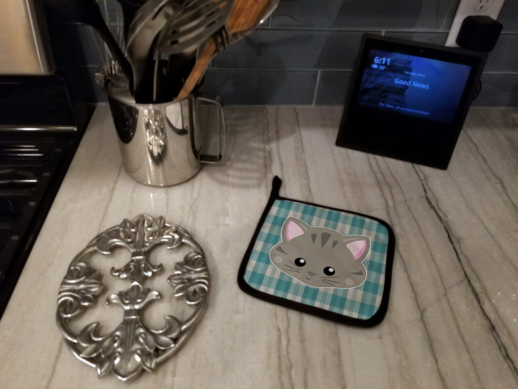Kitten Face  Pot Holder Set of 2 Heat Resistant Quilted Hot Pads 7.5 x 7.5 Inch, Insulated Kitchen Trivets for Cooking & Baking