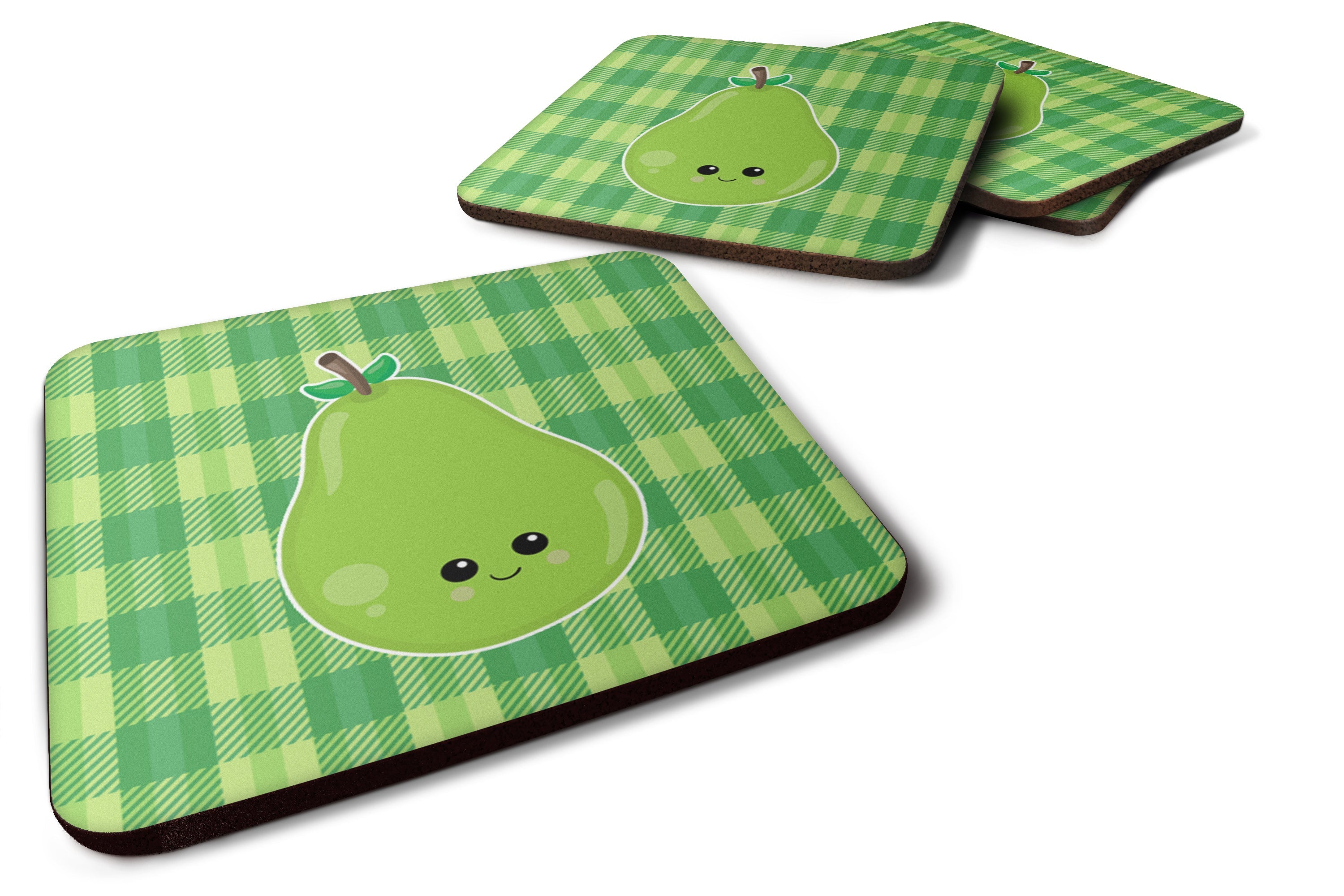 Pear Face Foam Coasters Set of 4 Cup Coasters for Indoor Outdoor, Tabletop Protection, Anti Slip, Mouse pad Material