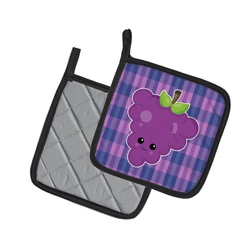 Grape Face Pot Holder Set of 2 Heat Resistant Quilted Hot Pads 7.5 x 7.5 Inch, Insulated Kitchen Trivets for Cooking & Baking
