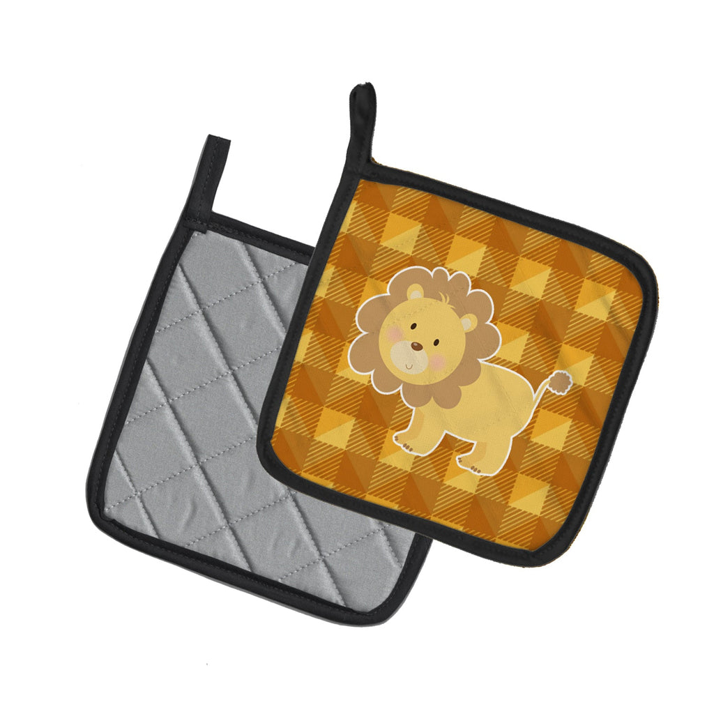 Lion Pot Holder Set of 2 Heat Resistant Quilted Hot Pads 7.5 x 7.5 Inch, Insulated Kitchen Trivets for Cooking & Baking