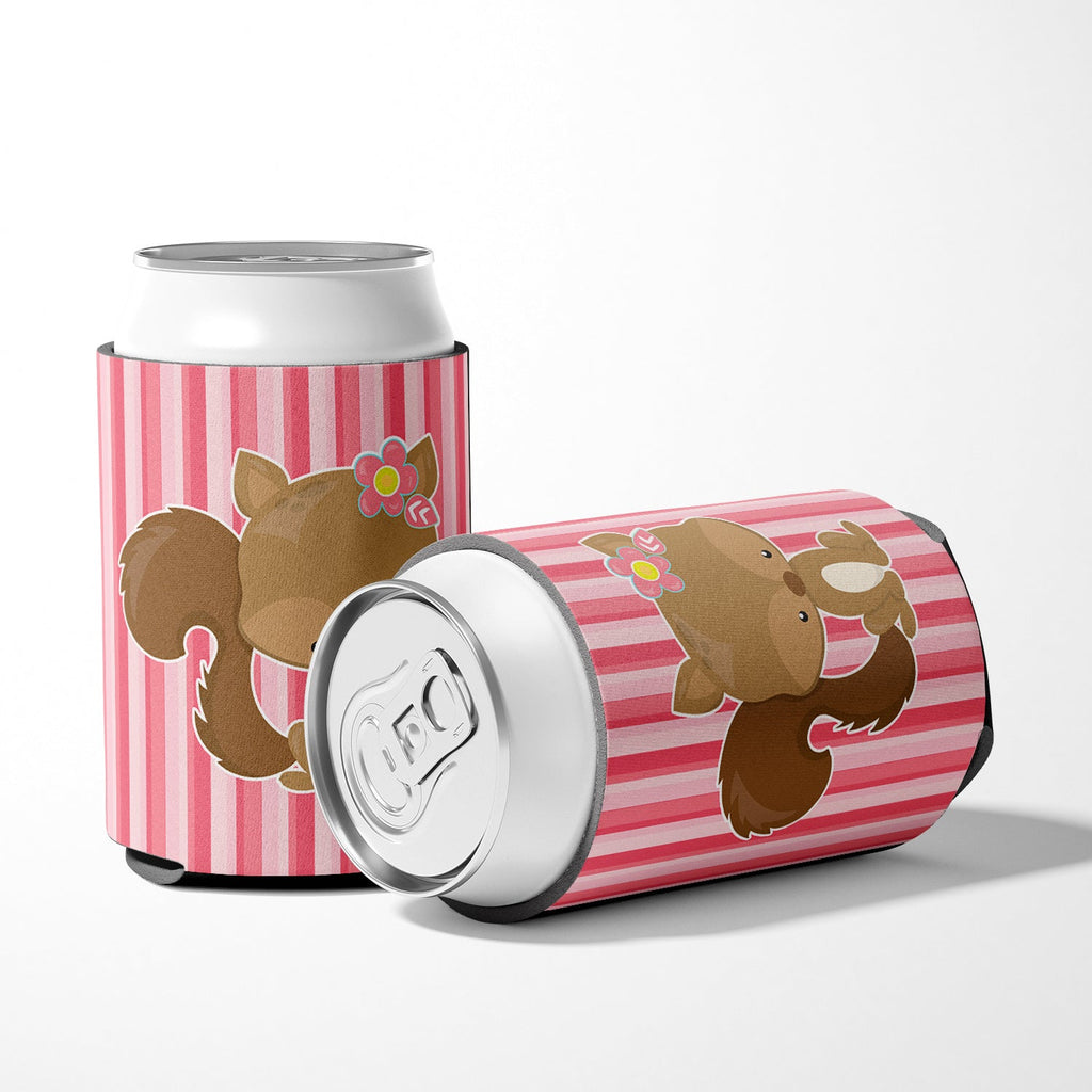 Squirrel with Flowers Can or Bottle Hugger Cooler Sleeve for Standard 12 oz Cans, Insulated Foam Beer & Soda Can Hugger Reusable