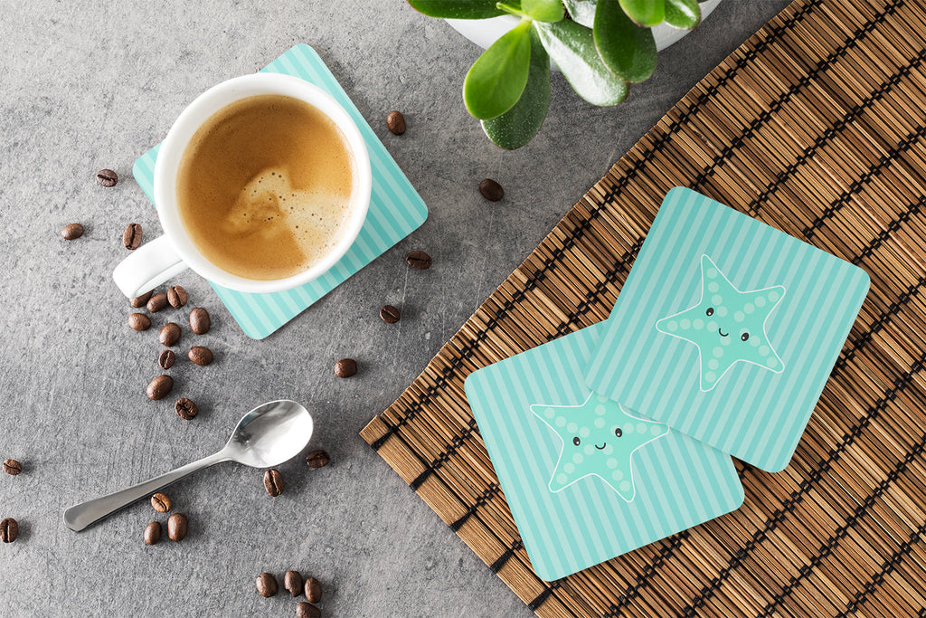 Starfish Foam Coasters Set of 4 Cup Coasters for Indoor Outdoor, Tabletop Protection, Anti Slip, Mouse pad Material