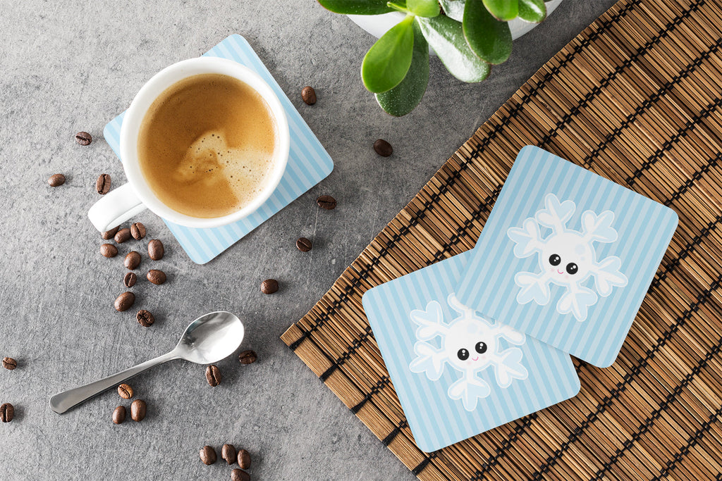 Weather Snowflake Face Foam Coasters Set of 4 Cup Coasters for Indoor Outdoor, Tabletop Protection, Anti Slip, Mouse pad Material