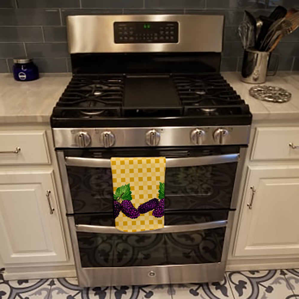Mulberries on Basketweave Kitchen Towel Velour Plush Front and Cotton Loop Back Machine Washable