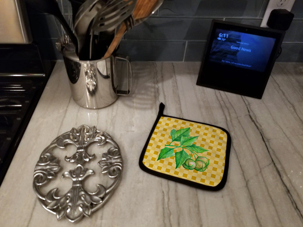 Candlenut on Basketweave Pot Holder Set of 2 Heat Resistant Quilted Hot Pads 7.5 x 7.5 Inch, Insulated Kitchen Trivets for Cooking & Baking