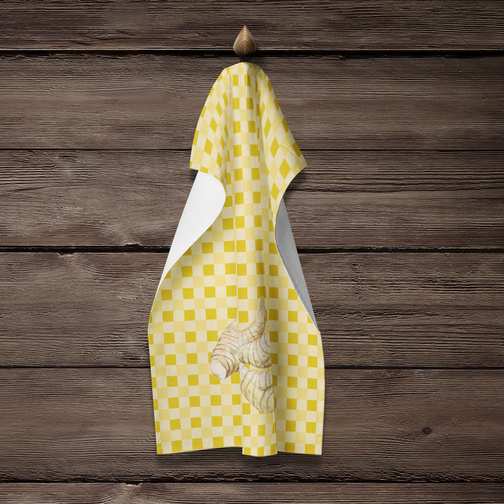 Galangal on Basketweave Kitchen Towel Velour Plush Front and Cotton Loop Back Machine Washable