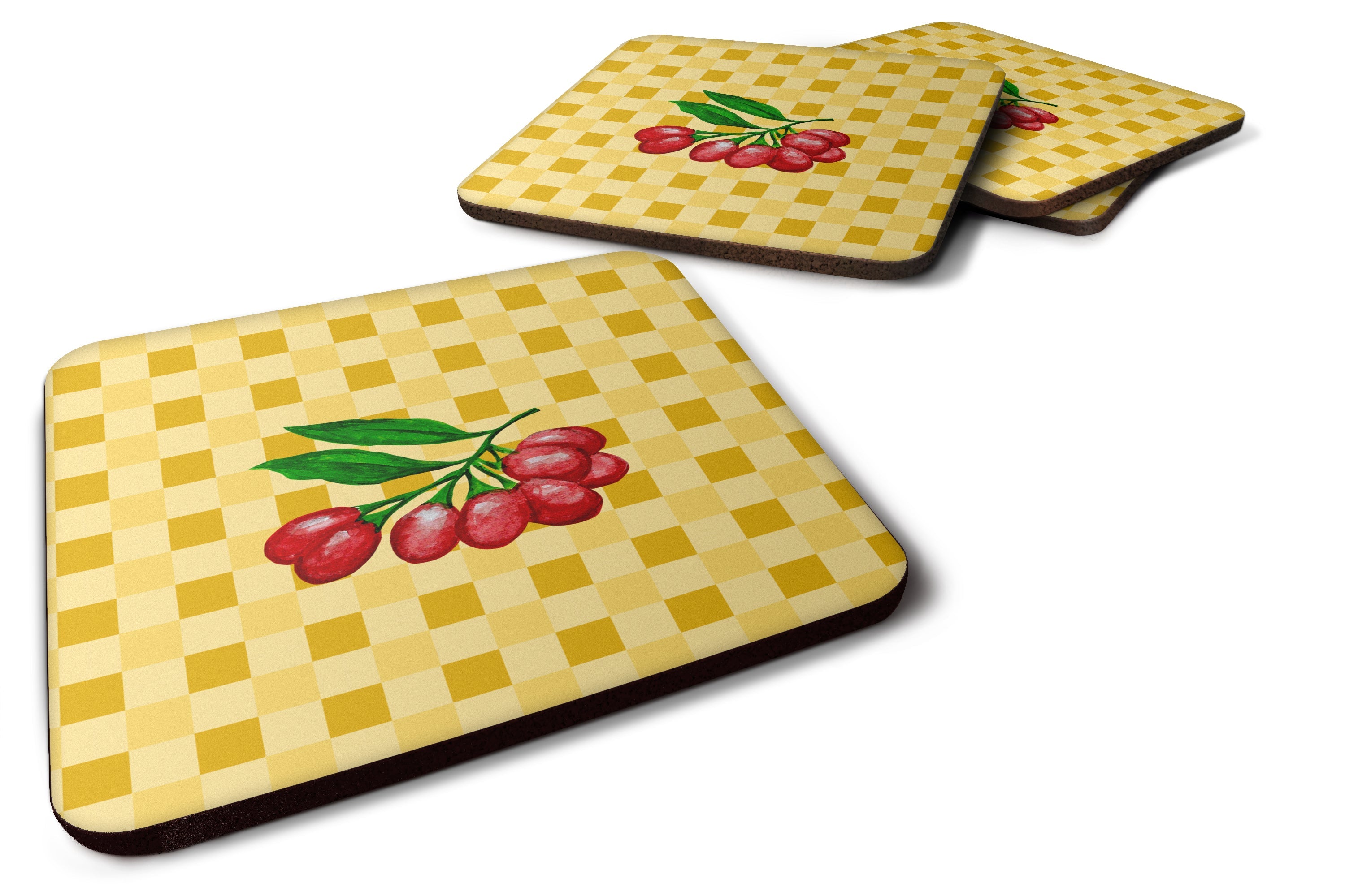 Gojis on Basketweave Foam Coasters Set of 4 Cup Coasters for Indoor Outdoor, Tabletop Protection, Anti Slip, Mouse pad Material