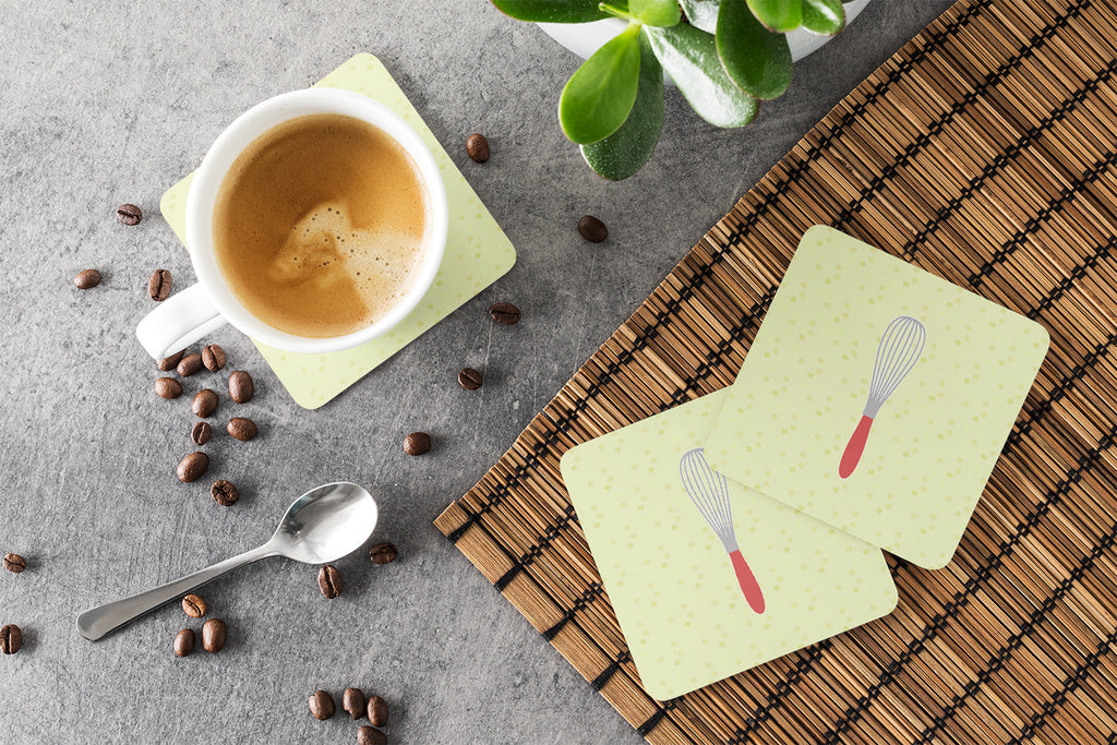Wisk on Green Foam Coasters Set of 4 Cup Coasters for Indoor Outdoor, Tabletop Protection, Anti Slip, Mouse pad Material