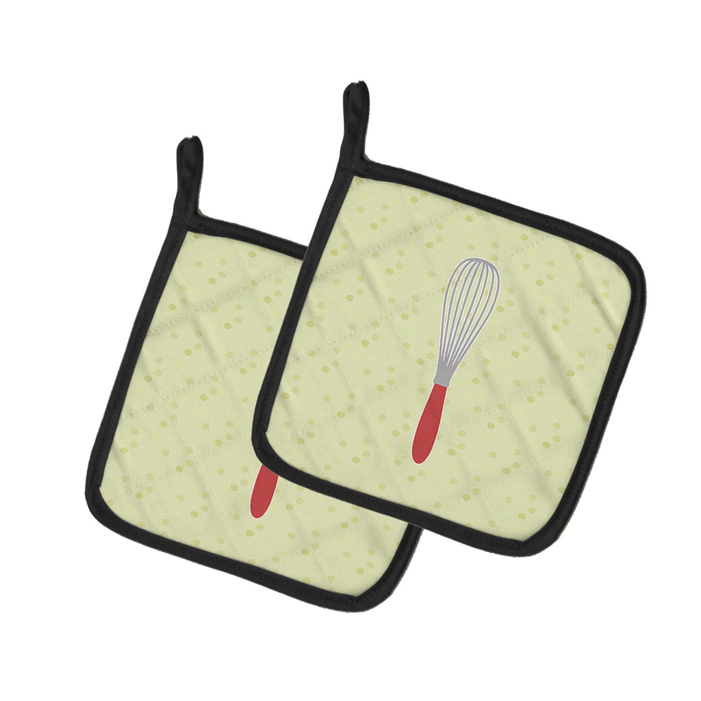 Wisk on Green Pot Holder Set of 2 Heat Resistant Quilted Hot Pads 7.5 x 7.5 Inch, Insulated Kitchen Trivets for Cooking & Baking