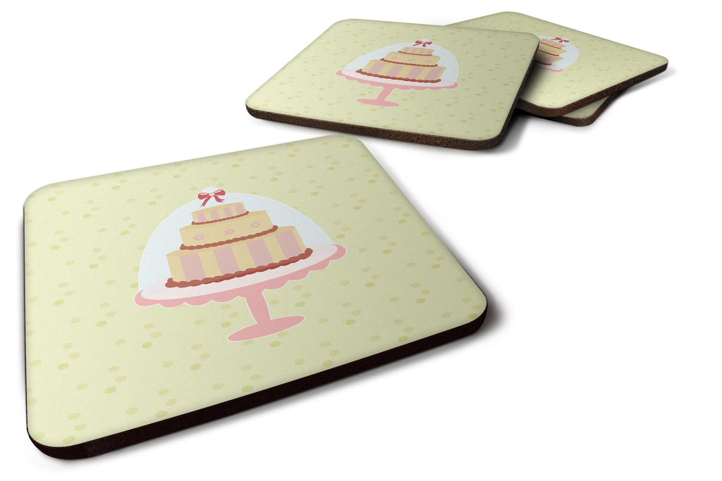 Decorated Cake on Green Foam Coasters Set of 4 Cup Coasters for Indoor Outdoor, Tabletop Protection, Anti Slip, Mouse pad Material