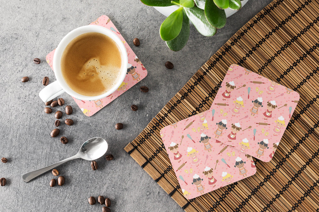 Bakers Delight on Pink Foam Coasters Set of 4 Cup Coasters for Indoor Outdoor, Tabletop Protection, Anti Slip, Mouse pad Material