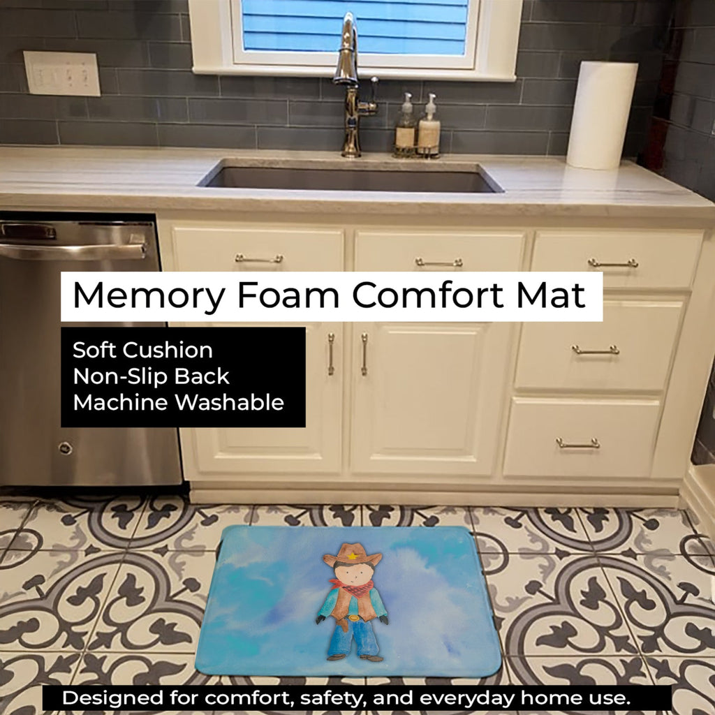 Cowboy Watercolor Memory Foam Kitchen Mat Machine Washable Anti-Fatigue Cushion Comfort Bath or Kitchen Rug