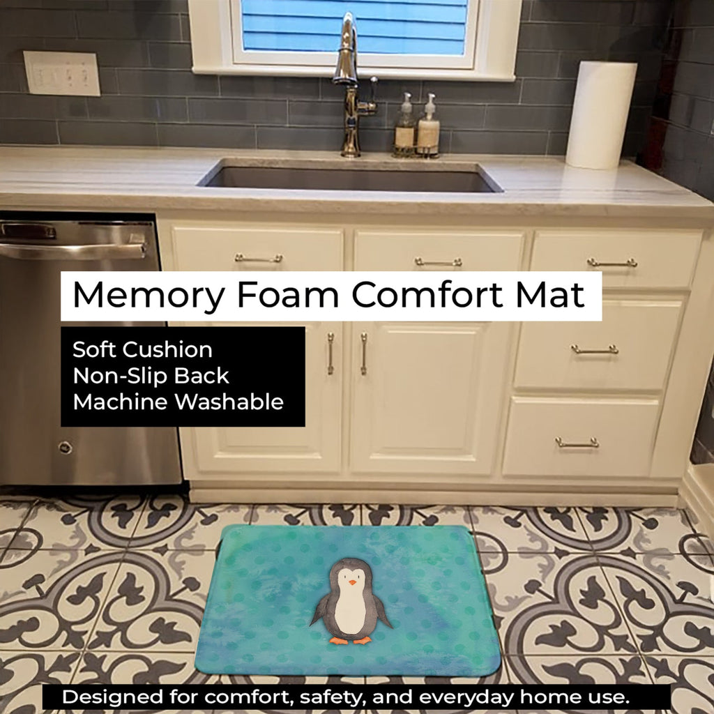 Polkadot Penguin Watercolor Memory Foam Kitchen Mat Machine Washable Anti-Fatigue Cushion Comfort Bath or Kitchen Rug