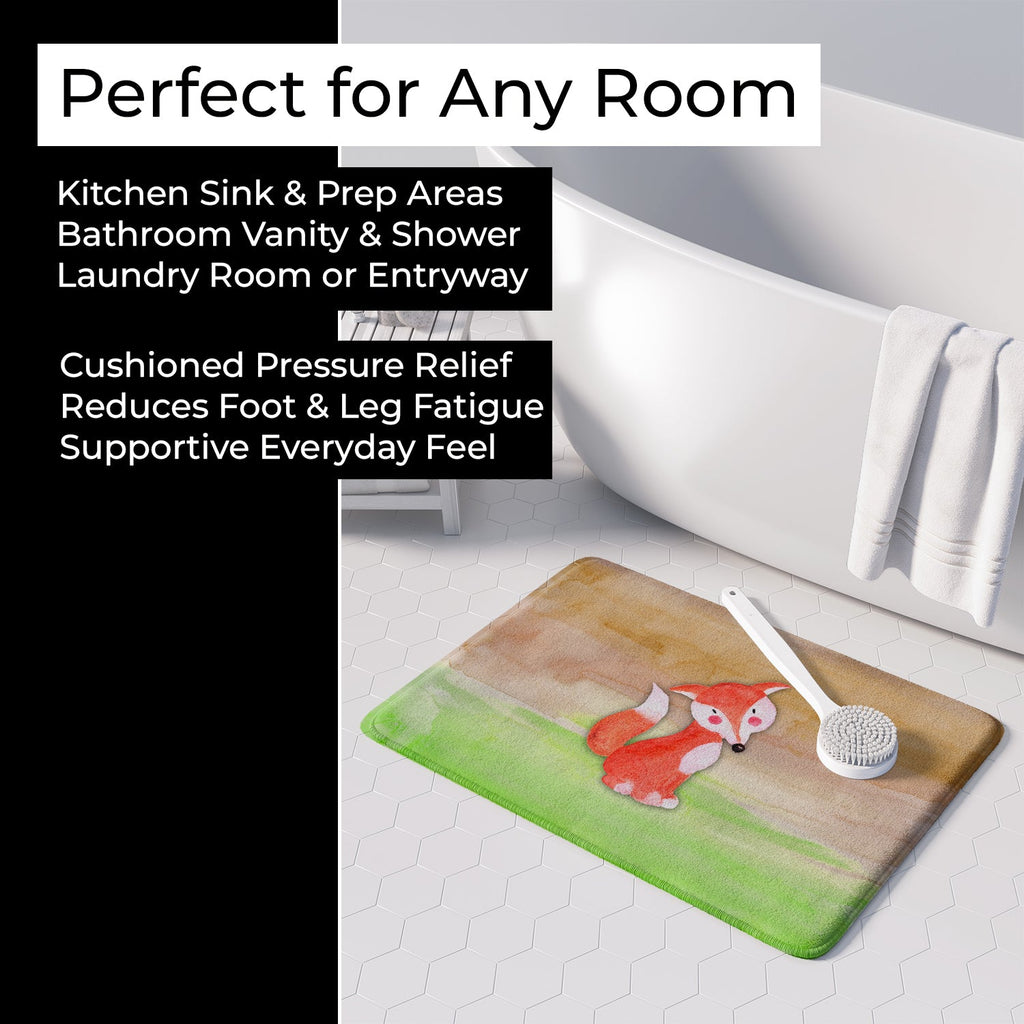 Fox Watercolor Memory Foam Kitchen Mat Machine Washable Anti-Fatigue Cushion Comfort Bath or Kitchen Rug