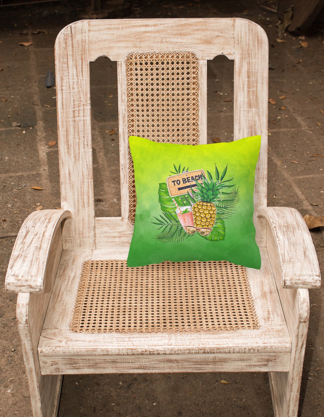 To the Beach Summer Decorative Throw Pillow 18x18 Indoor Outdoor Accent Cushion, Fabric Cover with Insert for Sofa, Bed, Porch & Living Room