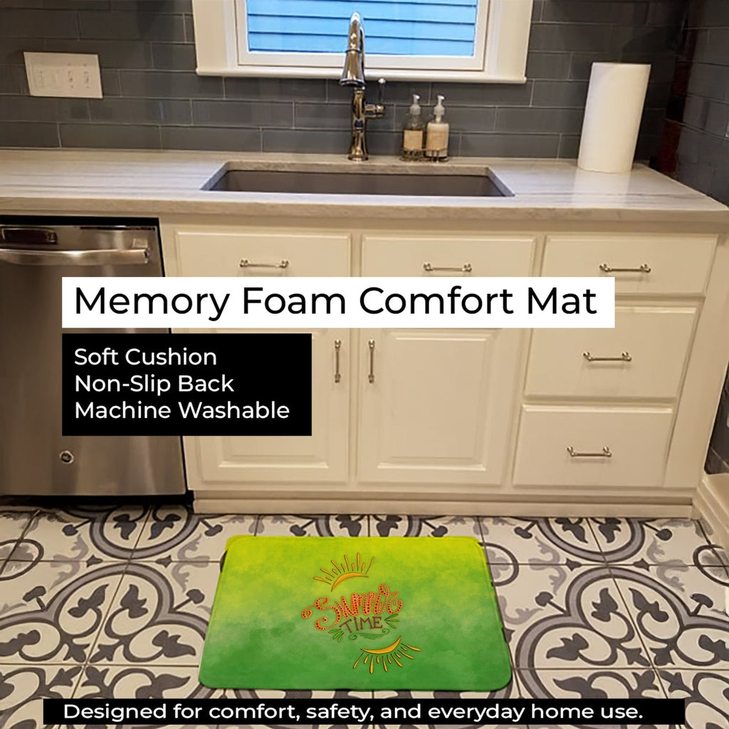 Summer Time Memory Foam Kitchen Mat Machine Washable Anti-Fatigue Cushion Comfort Bath or Kitchen Rug