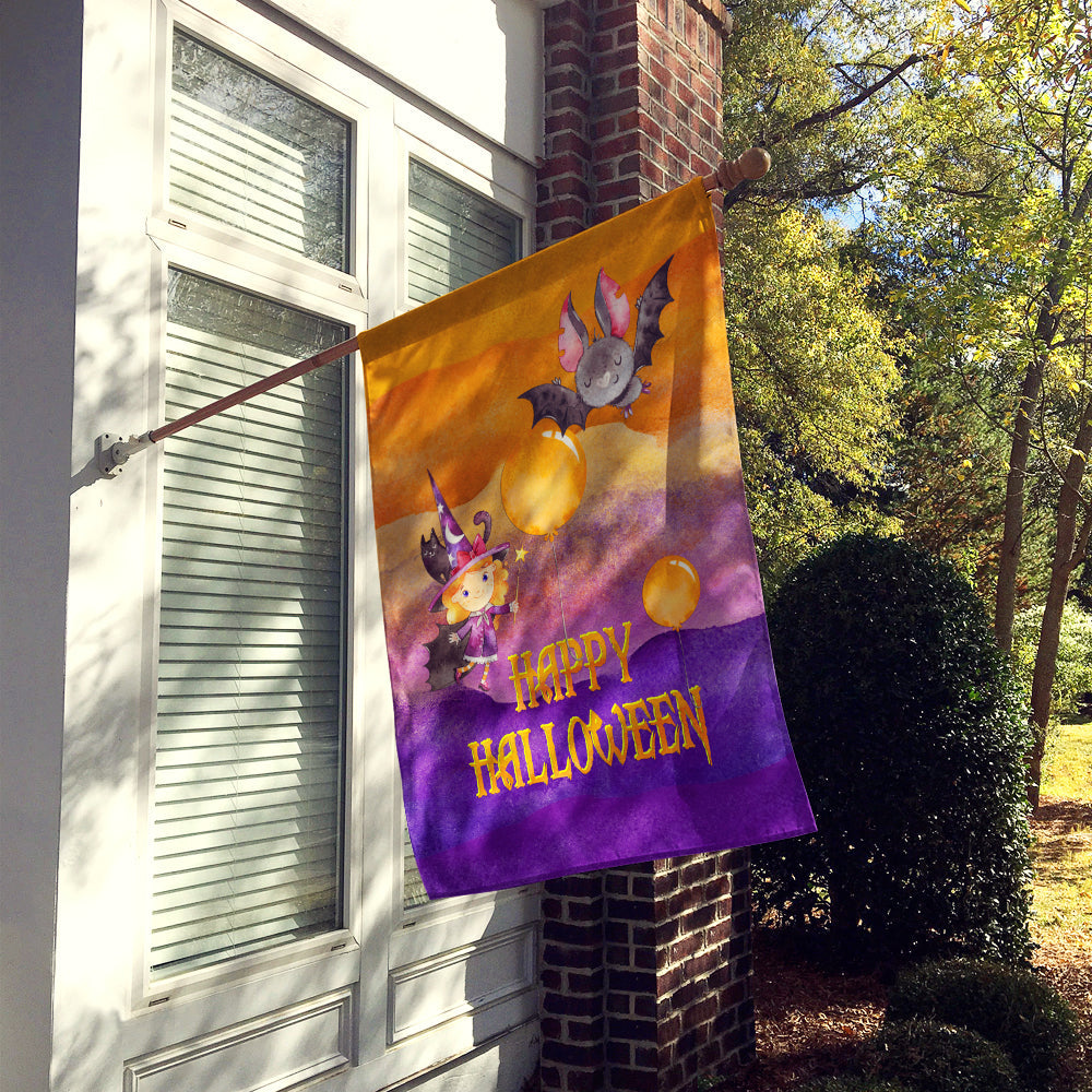 Halloween Little Witch and Bat House Flag 28x40 Porch Sleeve Pole Decorative Outside Yard Banner Artwork Wall Hanging, Polyester