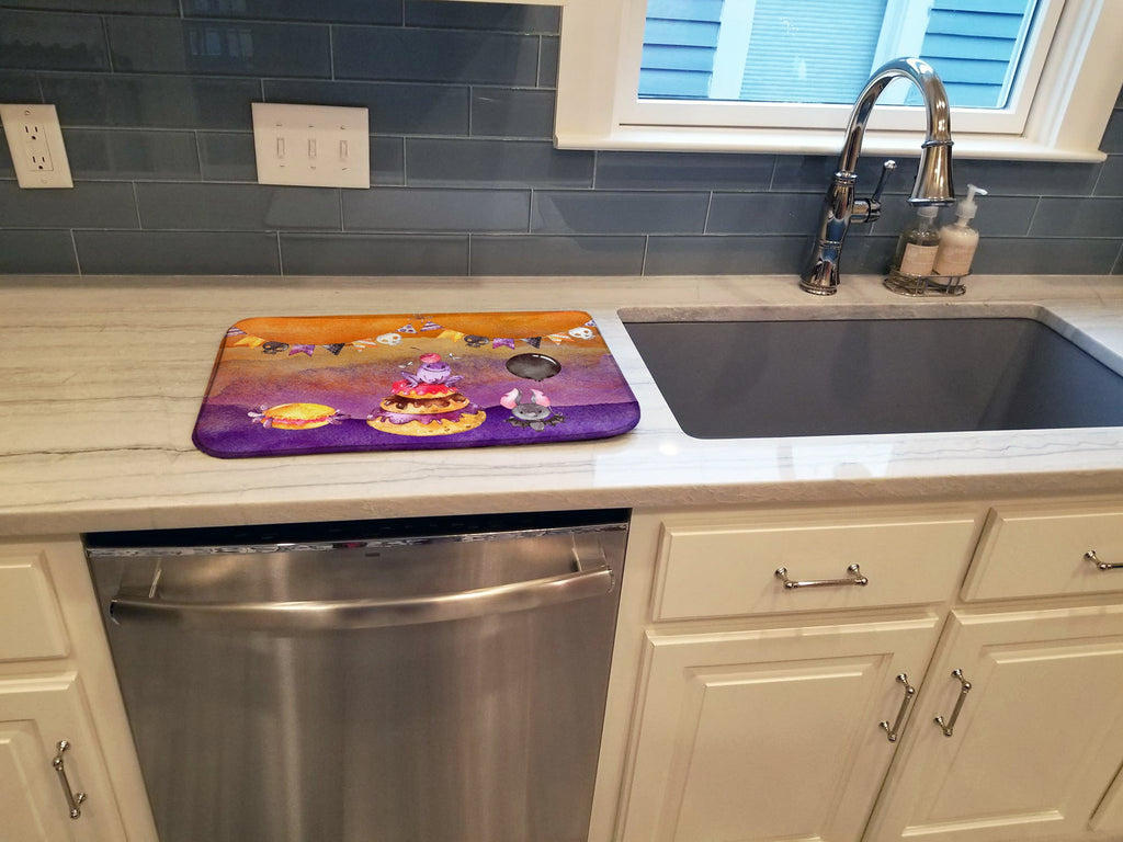 Halloween Sweets Party Dish Drying Mat Absorbent Dish Drying Mat Pad for Kitchen Counter Dish Drainer Mat for Countertop, 14 x 21", Multicolor