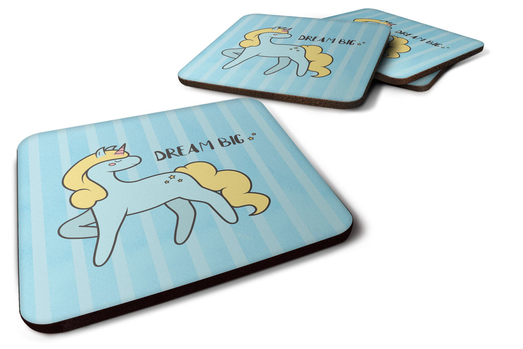 Nursery Dream Big Unicorn Foam Coasters Set of 4 Cup Coasters for Indoor Outdoor, Tabletop Protection, Anti Slip, Mouse pad Material