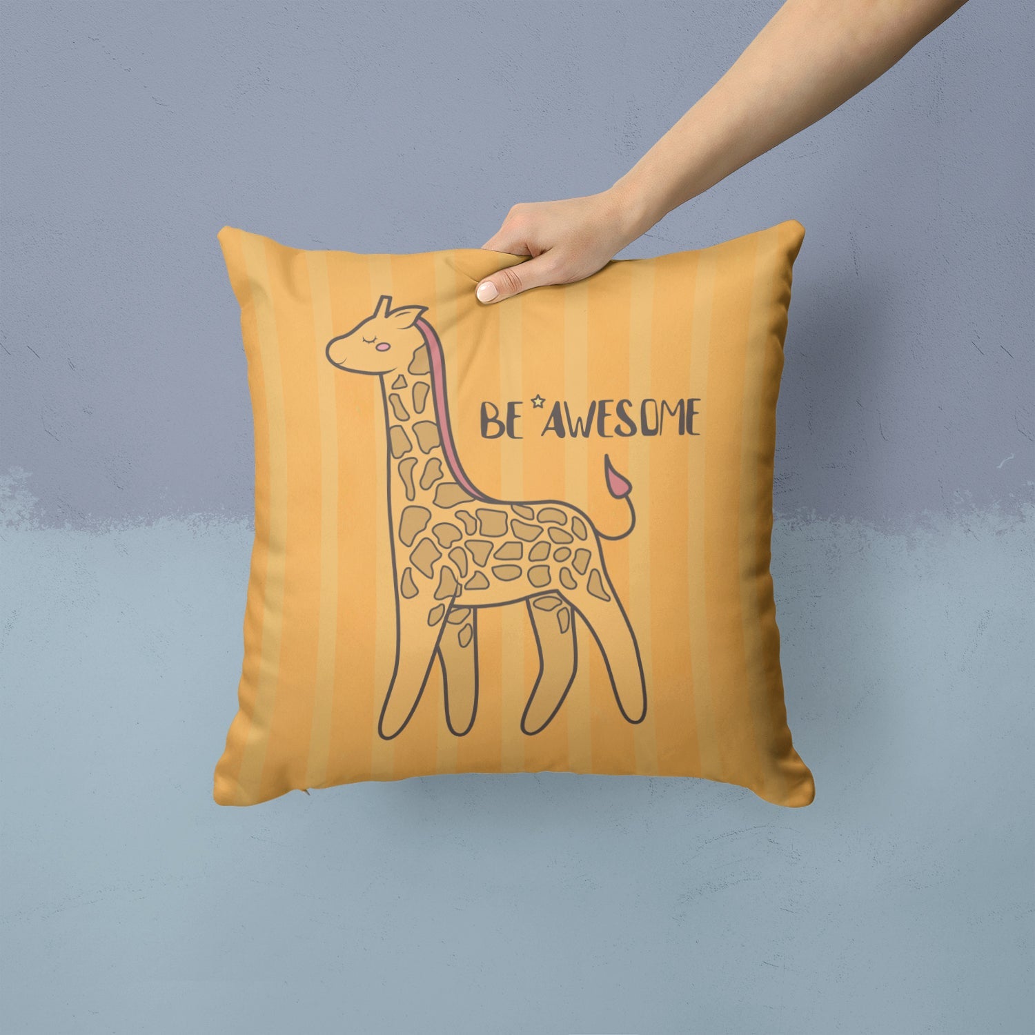 Nursery Be Awesome Griaffe Decorative Throw Pillow 14x14 Indoor Outdoor Accent Cushion, Fabric Cover with Insert for Sofa, Bed, Porch & Living Room