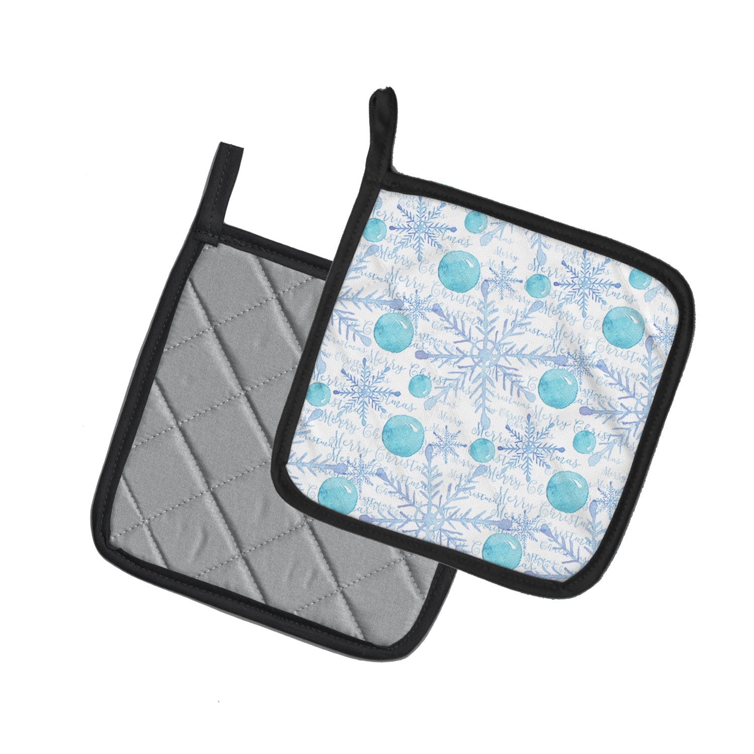 Winter Snowflakes on White Pot Holder Set of 2 Heat Resistant Quilted Hot Pads 7.5 x 7.5 Inch, Insulated Kitchen Trivets for Cooking & Baking