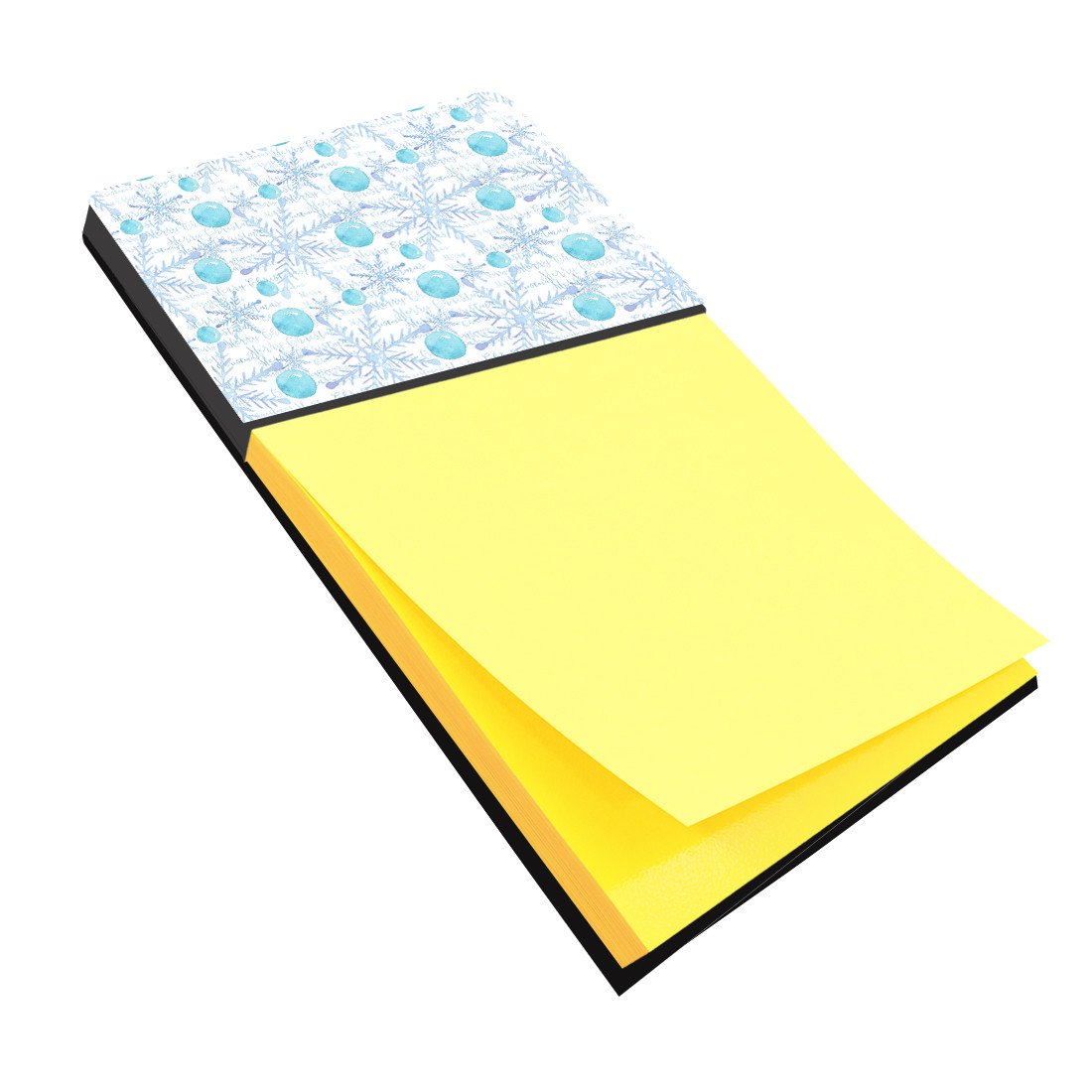 Winter Snowflakes on White Watercolor Sticky Note Holder Refillable Dispenser Desk Accessory 3x3 Pad Gift