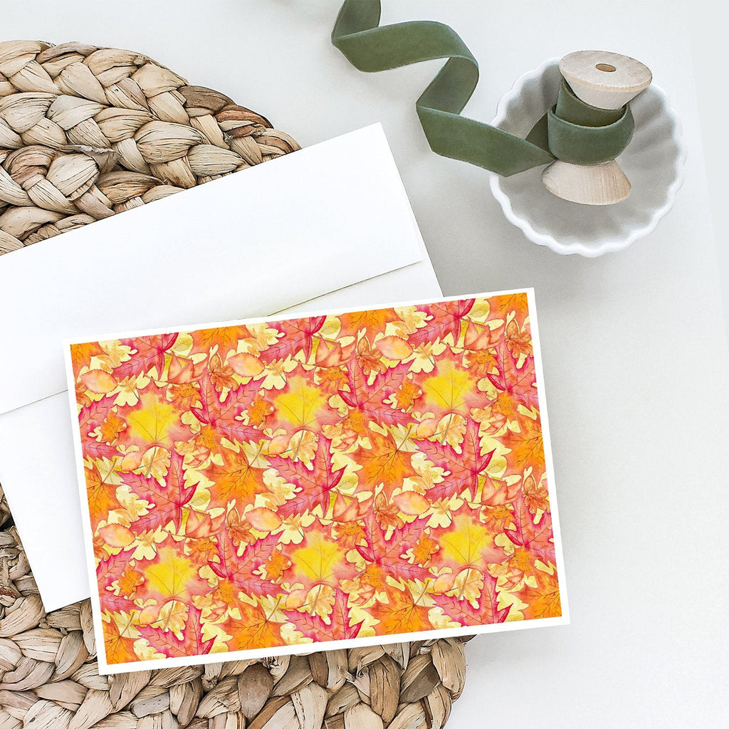 Fall Leaves Watercolor Red Greeting Cards Pack of 8 Blank Cards with Envelopes Whimsical A7 Size 5x7