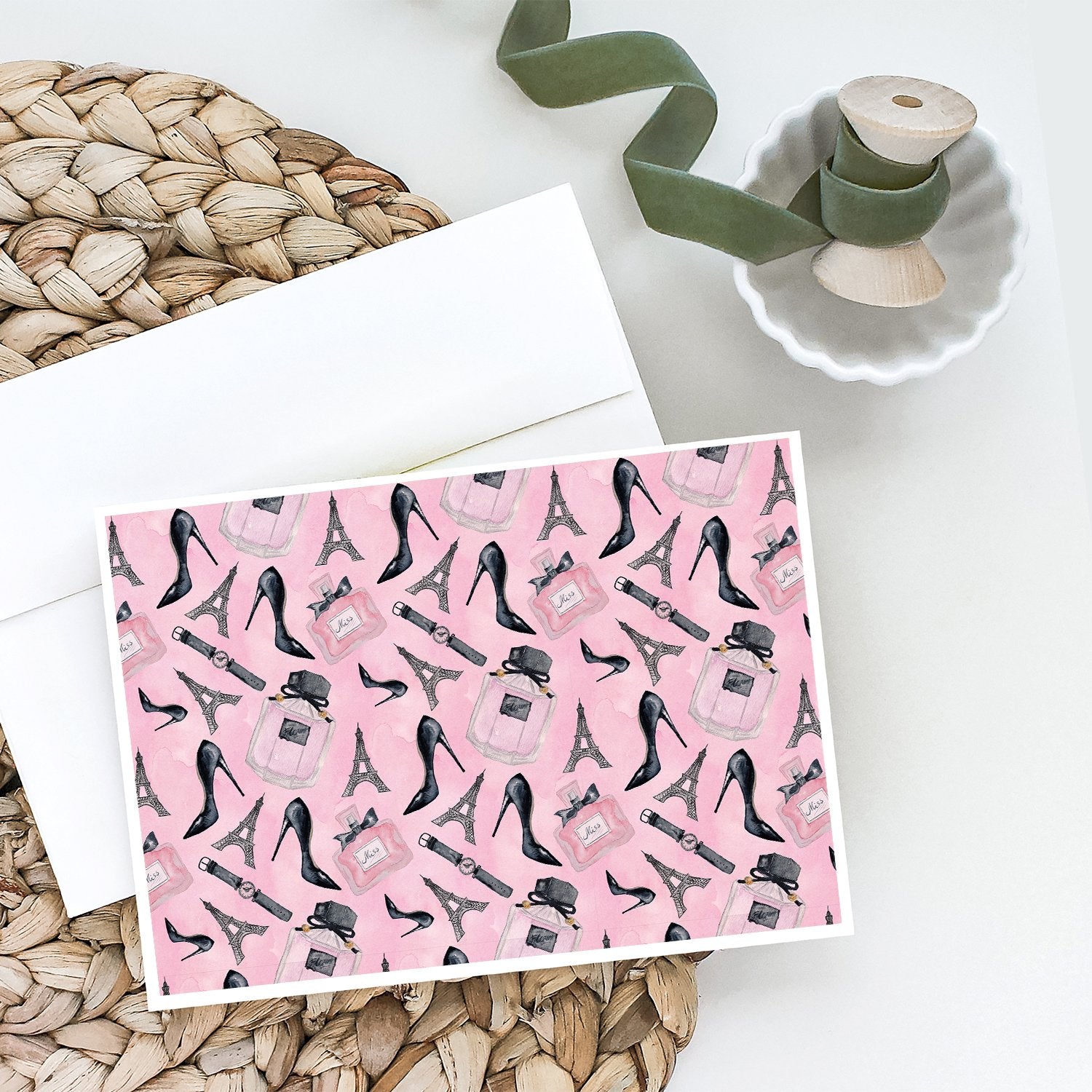 Watercolor Fashion Diva Shoes and accessories Greeting Cards Pack of 8 Blank Cards with Envelopes Whimsical A7 Size 5x7
