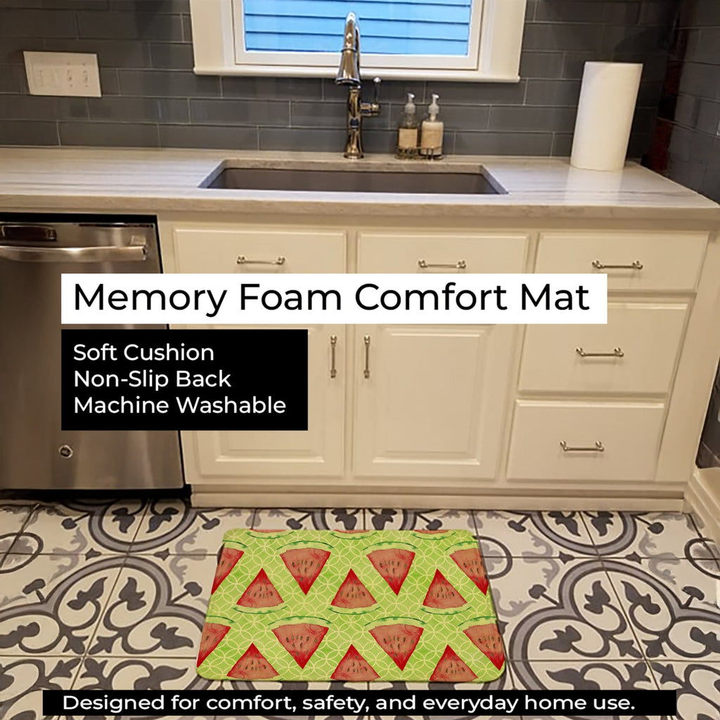 Watercolor Watermelon Memory Foam Kitchen Mat Machine Washable Anti-Fatigue Cushion Comfort Bath or Kitchen Rug