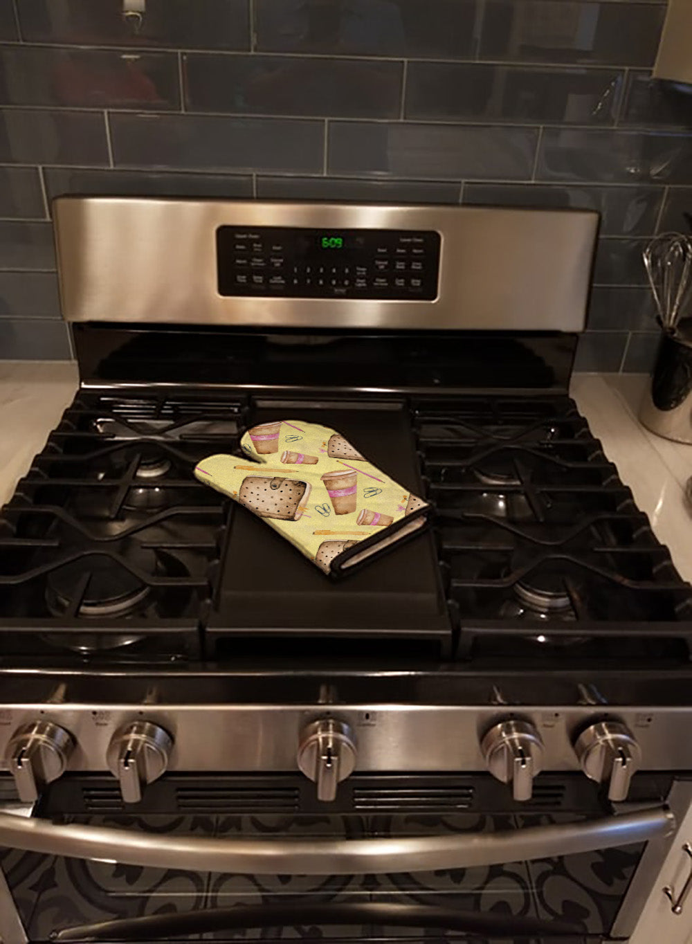 Watercolor Coffee and Journal Oven Mitt Heat Resistant Thick Oven Mitt for Hot Pans and Oven, Kitchen Mitt Protect Hands, Cooking Baking Glove