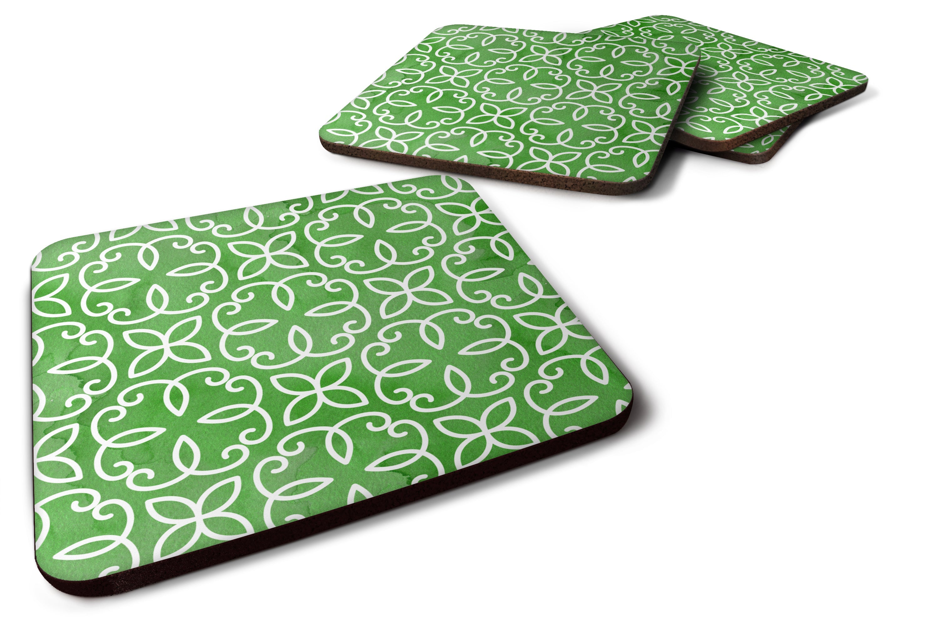 Watercolor Geometric Cirlce on Green Foam Coasters Set of 4 Cup Coasters for Indoor Outdoor, Tabletop Protection, Anti Slip, Mouse pad Material