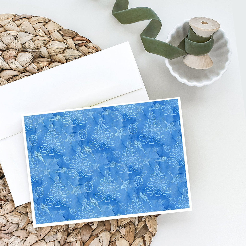 Watercolor Christmas Trees and Ornaments Greeting Cards Pack of 8 Blank Cards with Envelopes Whimsical A7 Size 5x7