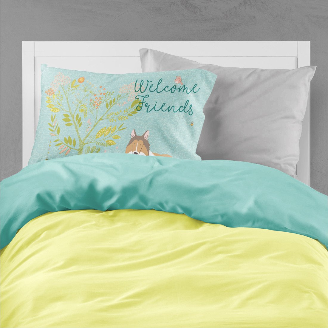 Welcome Friends Collie Standard Pillowcase Lightweight Super Soft Easy Care Decorative Artwork Pillowcase, Standard