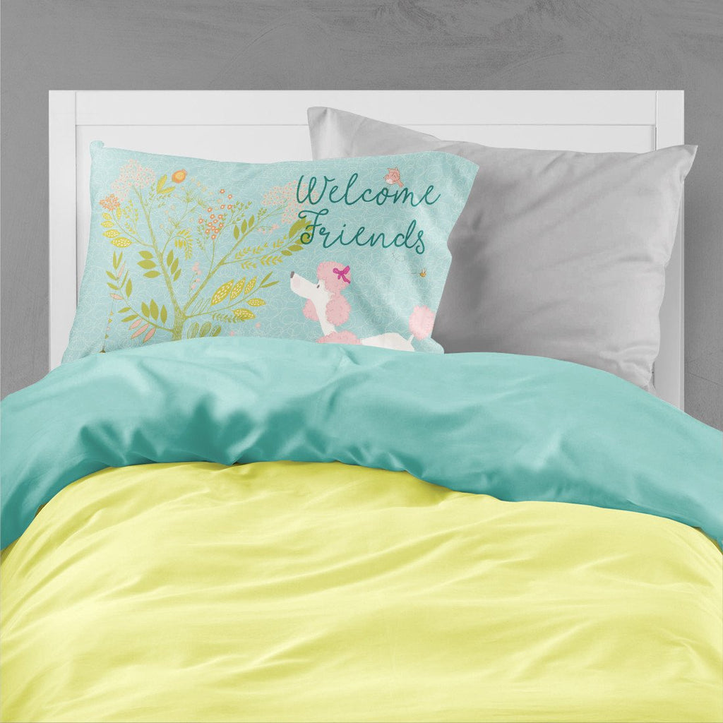 Welcome Friends Pink Poodle Standard Pillowcase Lightweight Super Soft Easy Care Decorative Artwork Pillowcase, Standard
