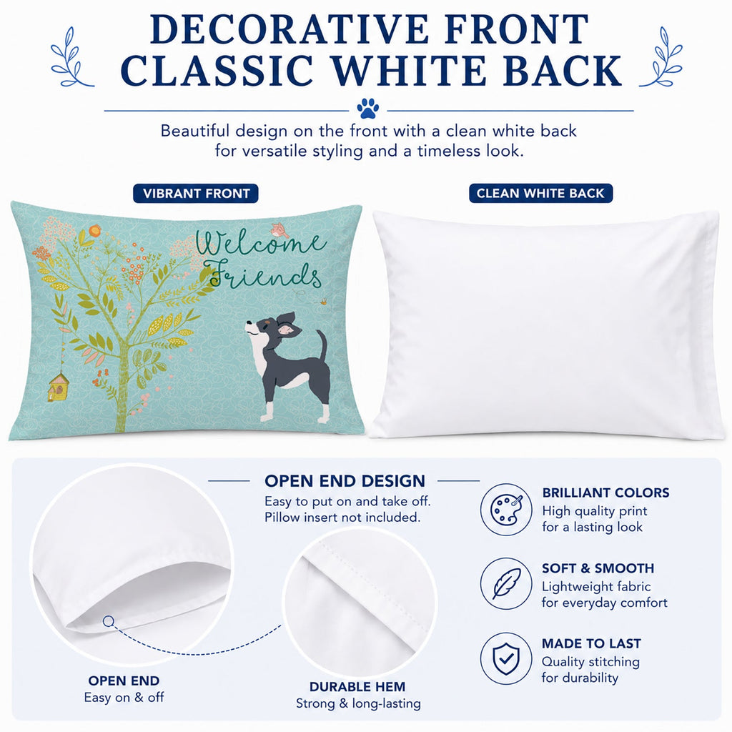 Welcome Friends Black White Chihuahua Standard Pillowcase Lightweight Super Soft Easy Care Decorative Artwork Pillowcase, Standard