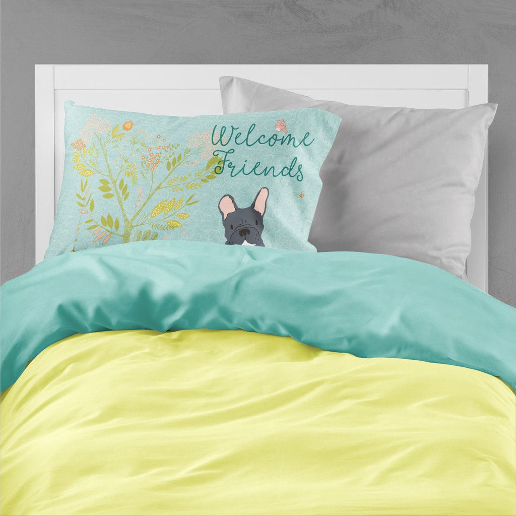 Welcome Friends Black French Bulldog Standard Pillowcase Lightweight Super Soft Easy Care Decorative Artwork Pillowcase, Standard