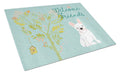 Welcome Friends White French Bulldog Cutting Board Tempered Glass Kitchen Cutting Surface, Heat Resistant Chopping, Non-Slip Feet, Food Prep & Serving