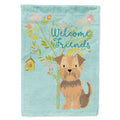 Welcome Friends Yorkie Natural Ears House Flag 28x40 Porch Sleeve Pole Decorative Outside Yard Banner Artwork Wall Hanging, Polyester