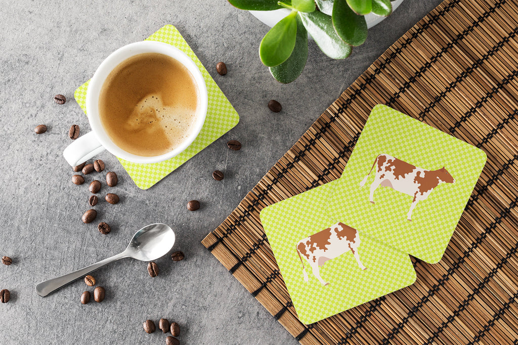 Ayrshire Cow Green Foam Coasters Set of 4 Cup Coasters for Indoor Outdoor, Tabletop Protection, Anti Slip, Mouse pad Material