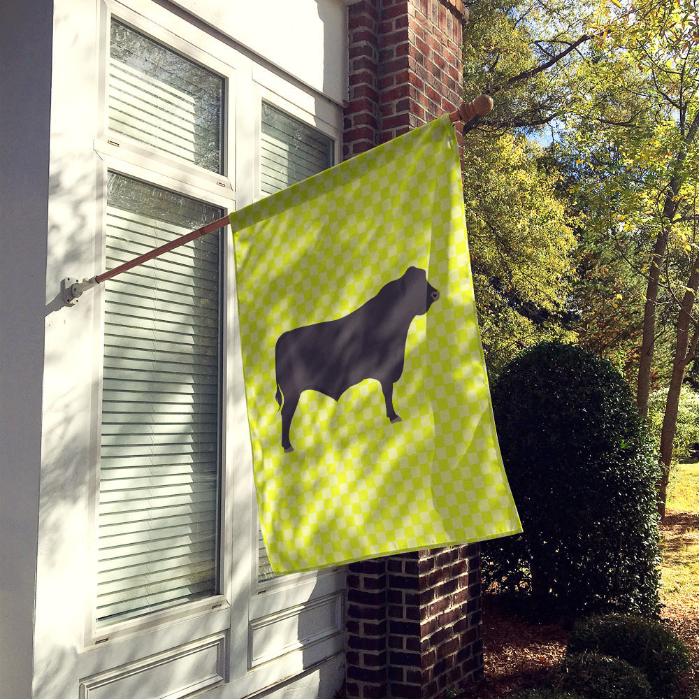 Black Angus Cow Green House Flag 28x40 Porch Sleeve Pole Decorative Outside Yard Banner Artwork Wall Hanging, Polyester
